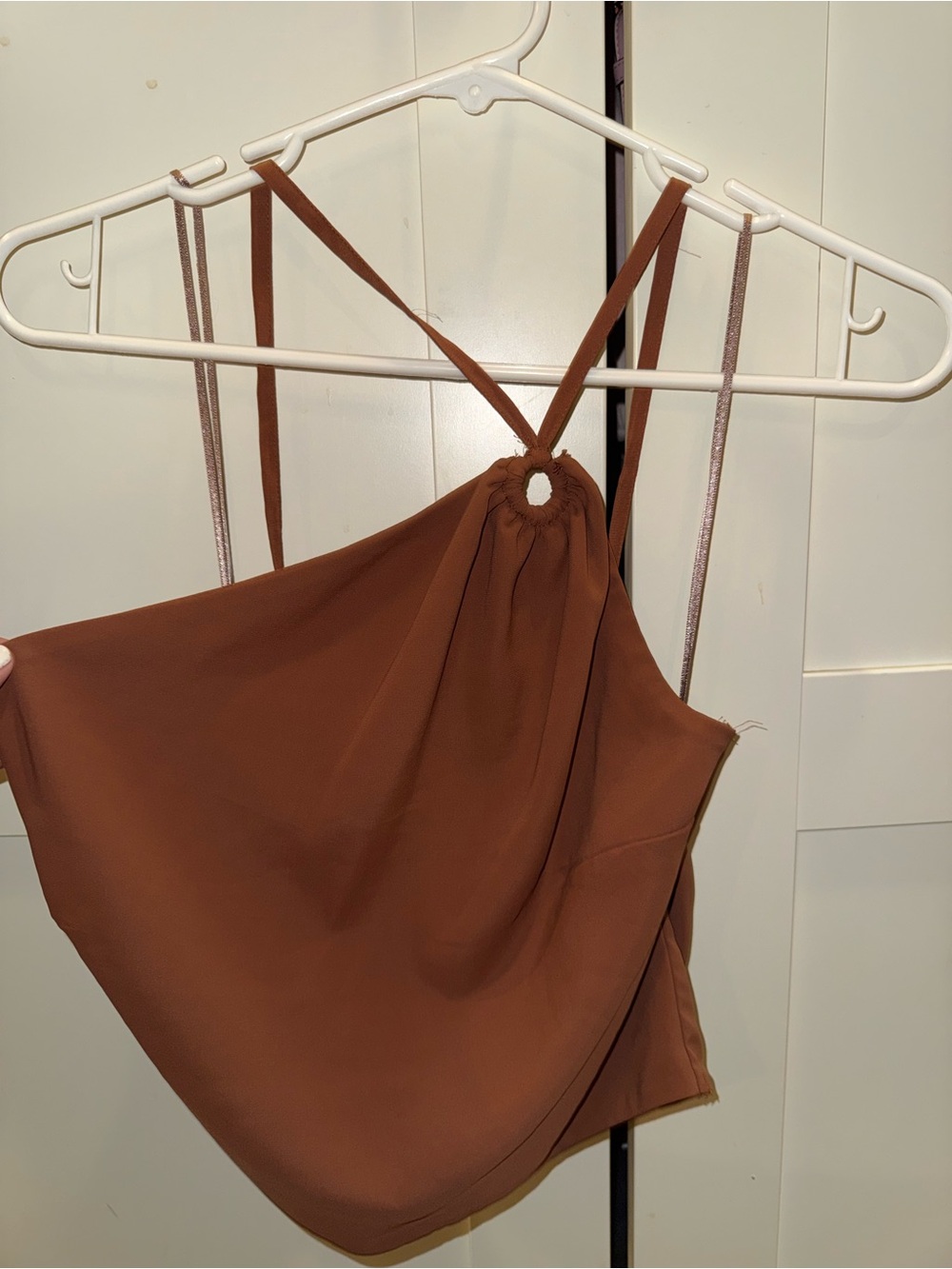 Womens Brown Halter Neck Crop Top